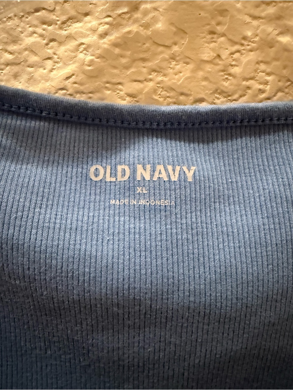 Old Navy Blue Ribbed Long Sleeve Notch Neck Top Size XL - Picture 5 of 5